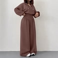 thumbnail image 6 of Maqroz Womens Two Piece Lounge Sets V Neck Pullover Hoodie Sweatshirts Wide Leg Pants Casual Matching Tracksuits Trendy Athletic Sweatsuits for Casual Coffee Dates, 6 of 9