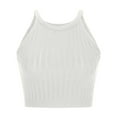 thumbnail image 4 of YYDGH Women's Knit Crop Top Ribbed Sleeveless Halter Neck Vest Tank Top White L, 4 of 6