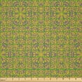 thumbnail image 2 of Ambesonne Ethnic Fabric by the Yard Microfiber, Oriental Floral Hexagonal, 2 Yards, Pale Earth Yellow, 2 of 4