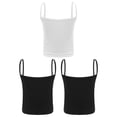 thumbnail image 2 of Manyakai Kids Girls 3 Pack Solid Color Ribbed Camisole Undershirt Sleeveless Sports Dance Tank Vest Black&Black&White L, 2 of 4