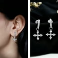 thumbnail image 3 of Rosec Jewels Lab Created Diamond Cross Earrings with Screw Back - Cross Drop Earrings - EF-VS Grade, 14K White Gold, 3 of 9