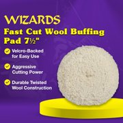 Wizards Fast Cut Twisted Wool Buffing Pads – 7.5 Aggressive Cutting Pads for Paint Correction & Defect Removal Velcro Backed