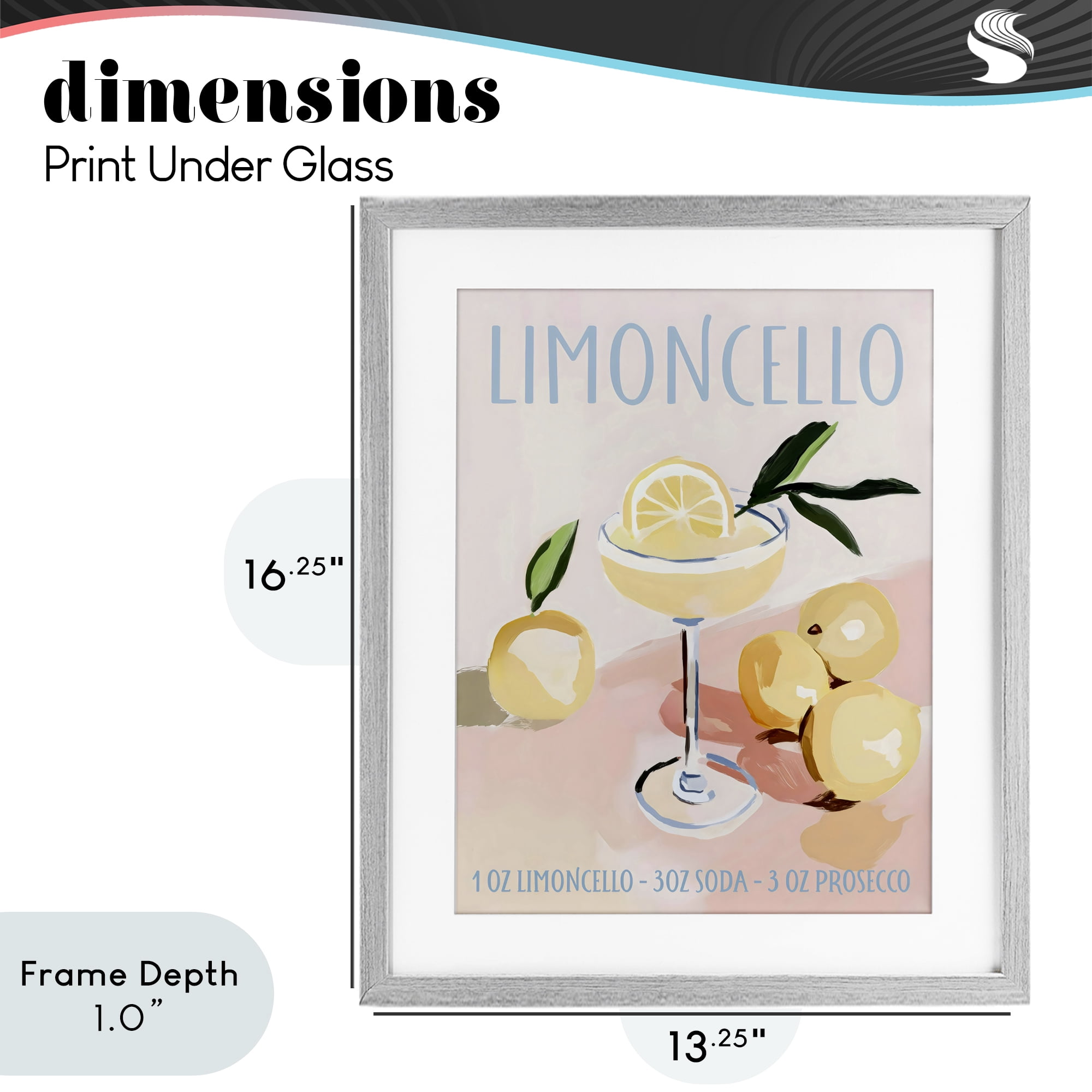 Stupell Industries Limoncello Summer Cocktail Gray Framed Print Under Glass, design by Sisi and Seb
