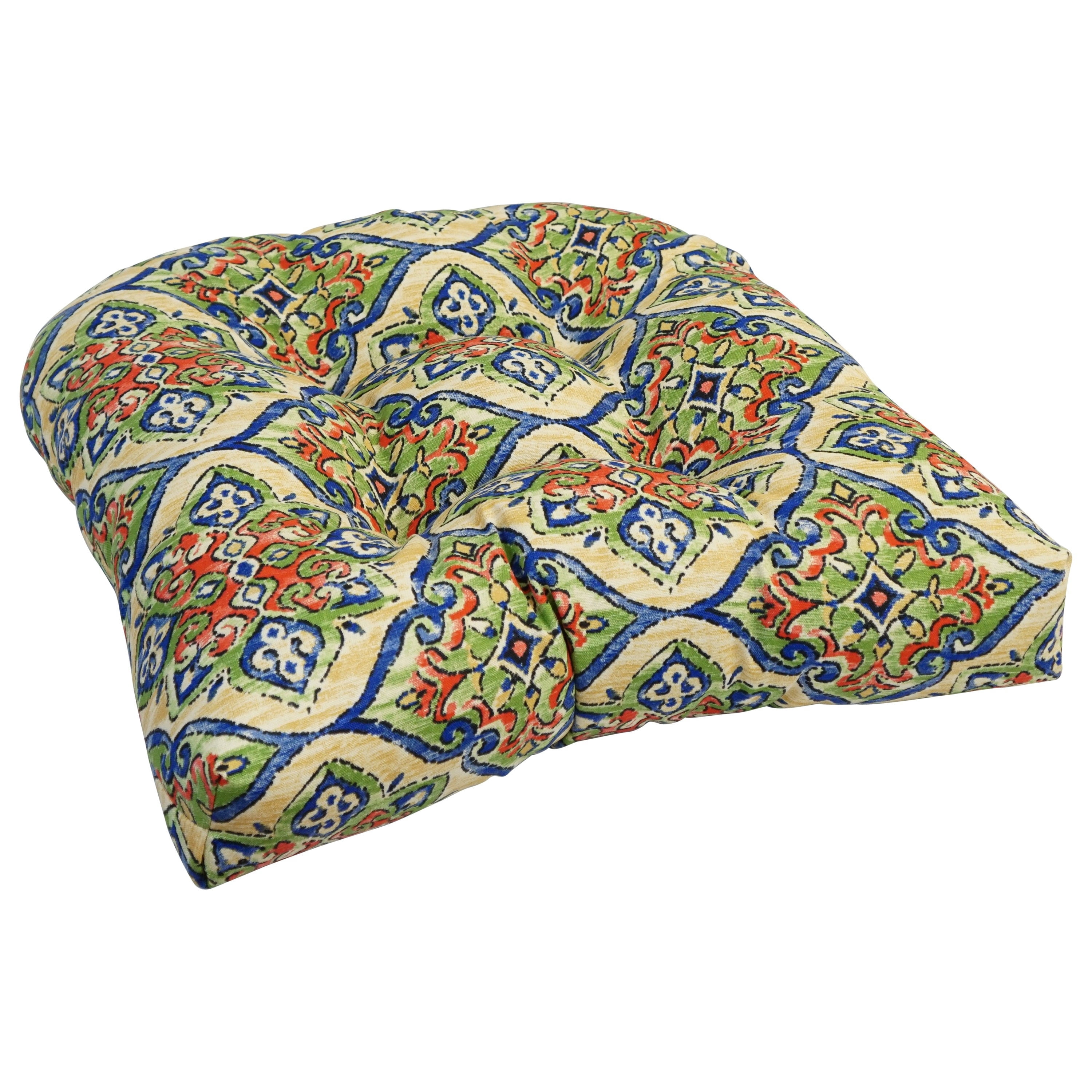 Blazing Needles 19-inch U-Shaped Spun Polyester Outdoor Tufted Dining Chair Cushions (Set of 4)