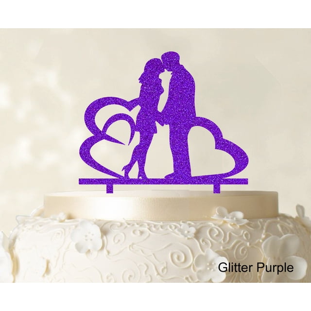 Wedding Couple Cake Topper With Heart Personalized Cake Topper Color Option Available 6-7 Inches Wide