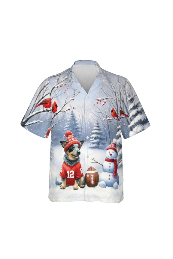 Hello Winter Australian Cattle Dog Football Snowman Welcome Snowy Morning Hawaiian Shirt Breathable Summer Unisex Merch Heeler Lover Gifts - 01012