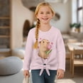 thumbnail image 4 of Xixirimido Capybara Tulip Heart Pink Pattern Girls Casual T-Shirt Crew Neck Tunic Tops Long Sleeve Loose Fit Soft Blouse Tie-hem Tees for Fall Winter, Size 5-6, 4 of 7