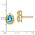 thumbnail image 3 of Auriga Fine Jewelry 14k Yellow Gold Pear Blue Topaz Stud Earrings for Women, 3 of 6