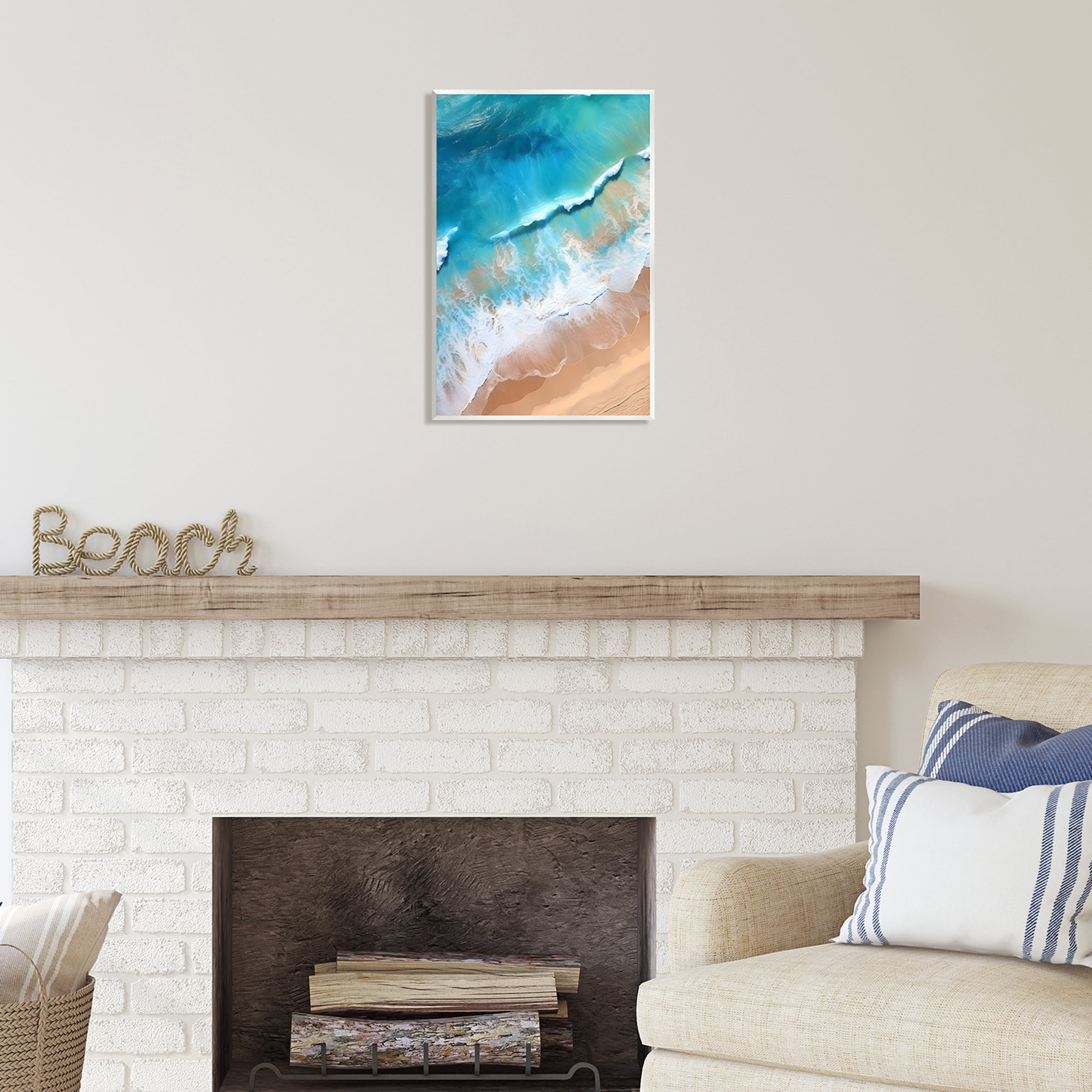 Stupell Industries Aerial Abstract Sea Waves Landscape Painting Unframed Art Print Wall Art, 13 x 19