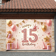 thumbnail image 6 of Pink Theme 15th Birthday Banner Gold Accent Sweet 15 Display Rhinestone Decor Star Pattern Quinceanera Backdrop for Sweet 15 Party Quinceanera Celebration Teen Birthday, 6 of 9