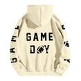 thumbnail image 3 of Fashion Women Long Sleeve Letter Football Graphic Printed Drawstring Hoodie Pullover Sweatshirts Top Blouse Clothe with Pocket Women Clothes Patterns Long Sleeve Button down Sweatshirt Womens, 3 of 5