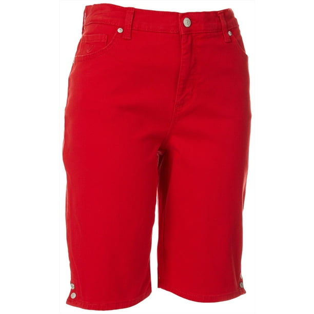 Gloria Vanderbilt Gloria Vanderbilt Womens Solid Button Hem Bermuda