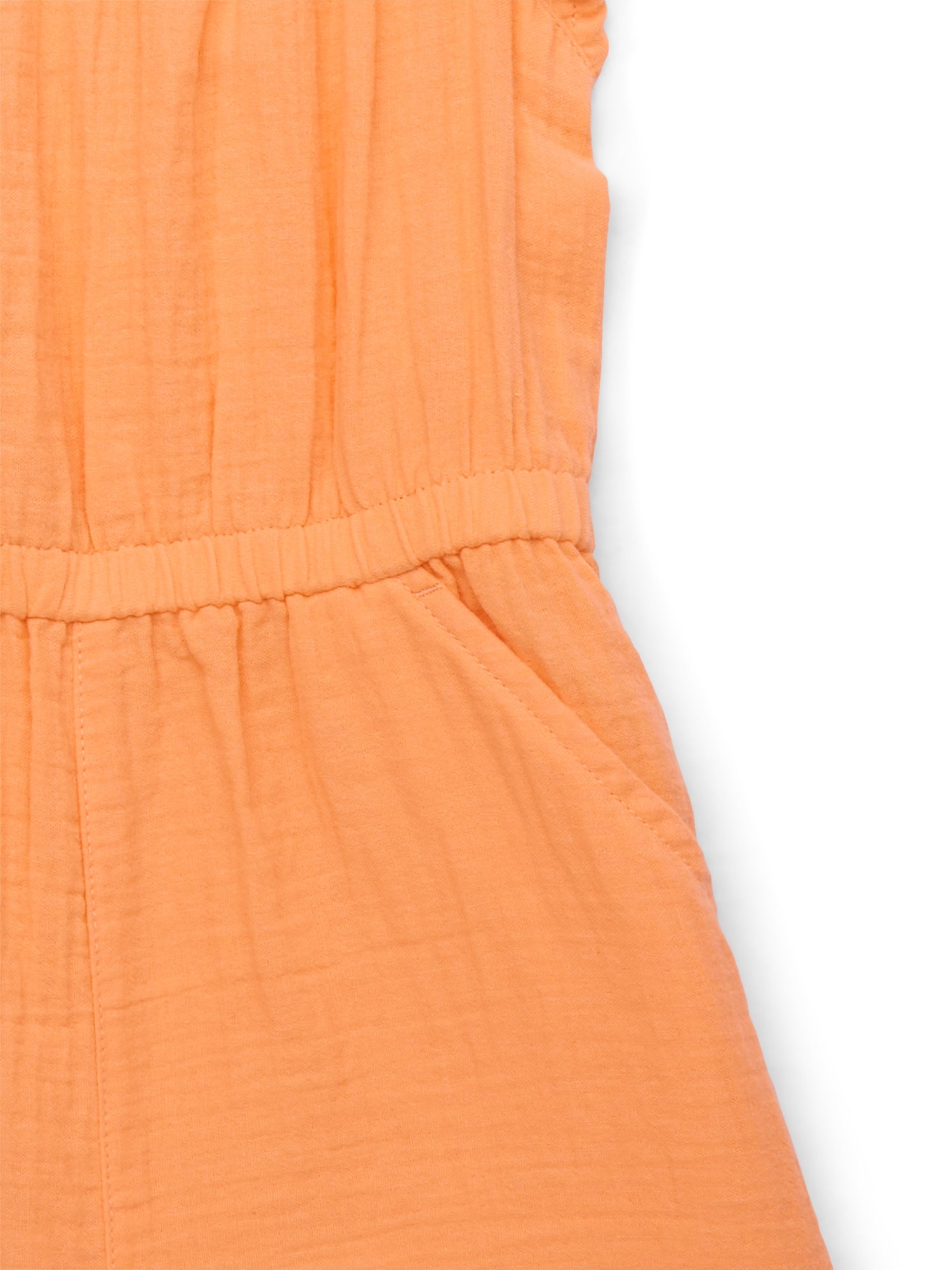 Wonder Nation Girls Square Neck Romper with Flutter Sleeves, Sizes 4-18 & Plus