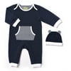 Kapital K Newborn Baby Boy One Piece Coverall with Hat, 2pc Set