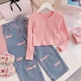 thumbnail image 5 of vigerkar Girl Outfit Todder Clothes Long Sleeve Tops + Denim Pants Set (Pink, 6-7 Years), 5 of 7