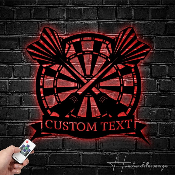 Handmadetneonsign Personalized Name Dart Dartboard Metal Wall Art LED Light - Custom Name Dart Player Metal