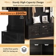 thumbnail image 5 of 43.3'' Modern Hall Tree with Bench and Shoe Storage, 5-in-1 Entryway Coat Rack with 10 Adjustable Shoe Storage & 7 Hanging Hooks, Barn Door, Black, 5 of 9