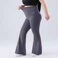 thumbnail image 4 of YHAJDS Womens Plus Size Pants Solid Color High Waist Tummy Control Flared Yoga Gym Sport Trousers for Women With Side Pockets, 4 of 6