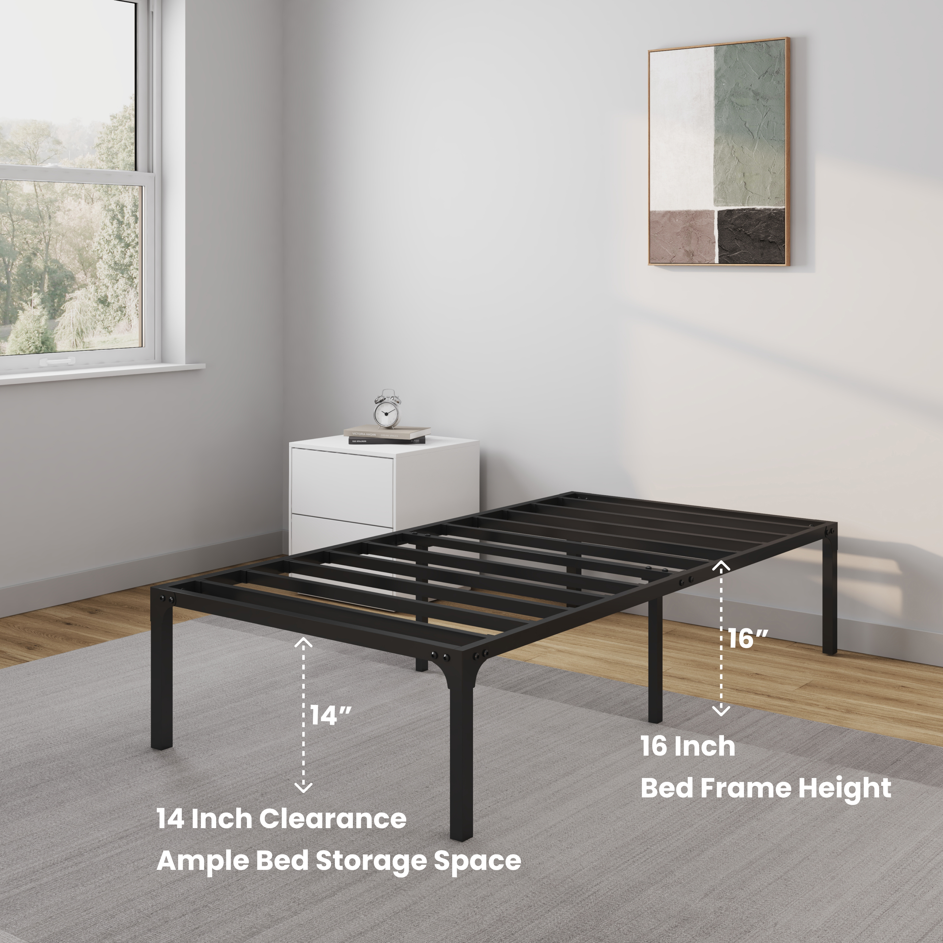 NapQueen 16" Heavy Duty Metal Platform Bed Frame, Twin