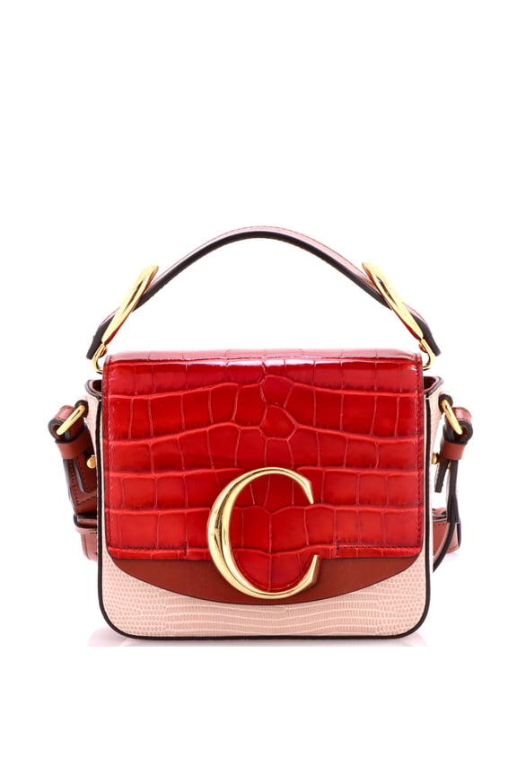 Pre-Owned C Flap Bag Crocodile and Lizard Embossed Leather Mini By Rebag