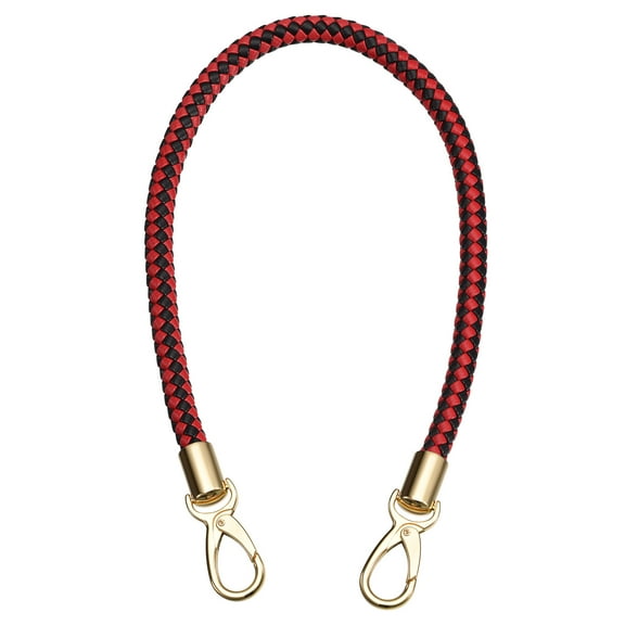 Uxcell 60cm/23.6" Braided Leather Purse Replacement Strap for Handbag, Black/Red