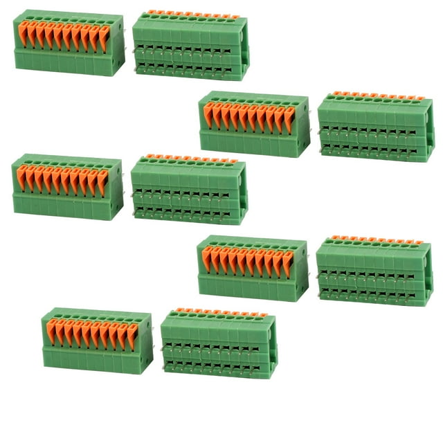 Bloque de terminales de resorte verde de 10 piezas KF141R 150V 2A 2.54mm de paso para montaje en PCB