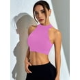 thumbnail image 4 of Sleeveless Crewneck Tank Top Ribbed Knitted Crop Tops for Women Lilac M, 4 of 7