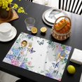 thumbnail image 3 of Spring Flowers Placemats Set of 12, Watercolor Floral Butterflies Botanical Placemats for Dining Table, Place Mats for Kitchen Tabletop, Waterproof Wipeable Dining Table Mats Set, 3 of 9