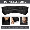 thumbnail image 4 of SHANNA 5 Seat Recliner Sofa Covers 7 Piece Jacquard Stretch Soft 5-Seater Corner Reclining Sofa Covers L-Shaped Sectional Couch Slipcovers Furniture Protector, Black, 4 of 9