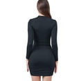 thumbnail image 2 of YUEVORA Dress for Women, Puff Sleeve Long Sleeve Bodycon Midi Dress, Slim Fit Vintage Style, Stretchy Casual Outfit for Office and Date Night, 2 of 7
