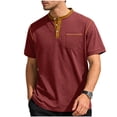 thumbnail image 2 of CBASIHI Henley Shirts for Men with Pocket- Classic Summer Short Sleeve Fashion Casual Mens Lightweight T-Shirt Wine Size S, 2 of 9