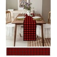 thumbnail image 6 of Black Red Plaid Burlap Cotton Table Runner 13x36 Inches Short, Vintage Rustic Buffalo Checked Gingham Farmhouse Table Runners, Outdoor Dining Tablecloths Decor for Baby Shower/Party/Wedding, 6 of 6