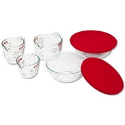 Pyrex 7-Piece Prepware Set With Red Plastic Lids