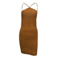 thumbnail image 5 of hirigin Knit Bodycon Dress for Women, Sleeveless Backless Tie-Up Hollow Out One-Piece Summer Outfit for Women Summer Beach Dress, 5 of 9