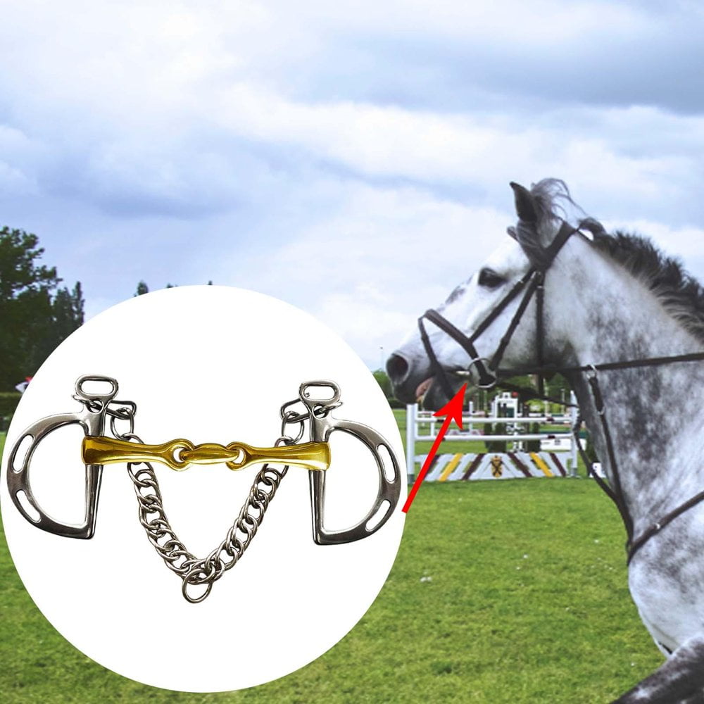 Mors De Cheval En Acier Inoxydable Avec Tige Cuivre - Taille Bouche 125 Mm, Anneau 65 Mm - Pour Contrôle Directionnel Et Confort