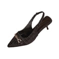thumbnail image 2 of Miluxas Women's Tweed Pointed Toe Slingback Heels, Elegant Metal Buckle Kitten Heel Pumps, Stylish Dress Shoes for Work & Special Occasions Black 7(39), 2 of 9