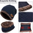 thumbnail image 2 of Conjunto de gorro y bufanda de invierno para niños, guantes, gorro de punto térmico cálido cian, calentador de cuello con pantalla táctil, manoplas antideslizantes para deportes al aire libre, forro, 2 of 5