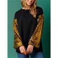 thumbnail image 3 of 2025 Nueva ropa navideña para mujer, jersey de retazos de lentejuelas a la moda, camiseta holgada de manga larga para mujer, sudadera, 3 of 5