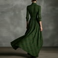 thumbnail image 7 of longantii Womens Vintage Plaid Maxi Dress Swing Deep V-Neck Long Sleeve Pleated Waist Elegant Flowy Party/Wedding Guest Dress Dark Green XS, 7 of 7