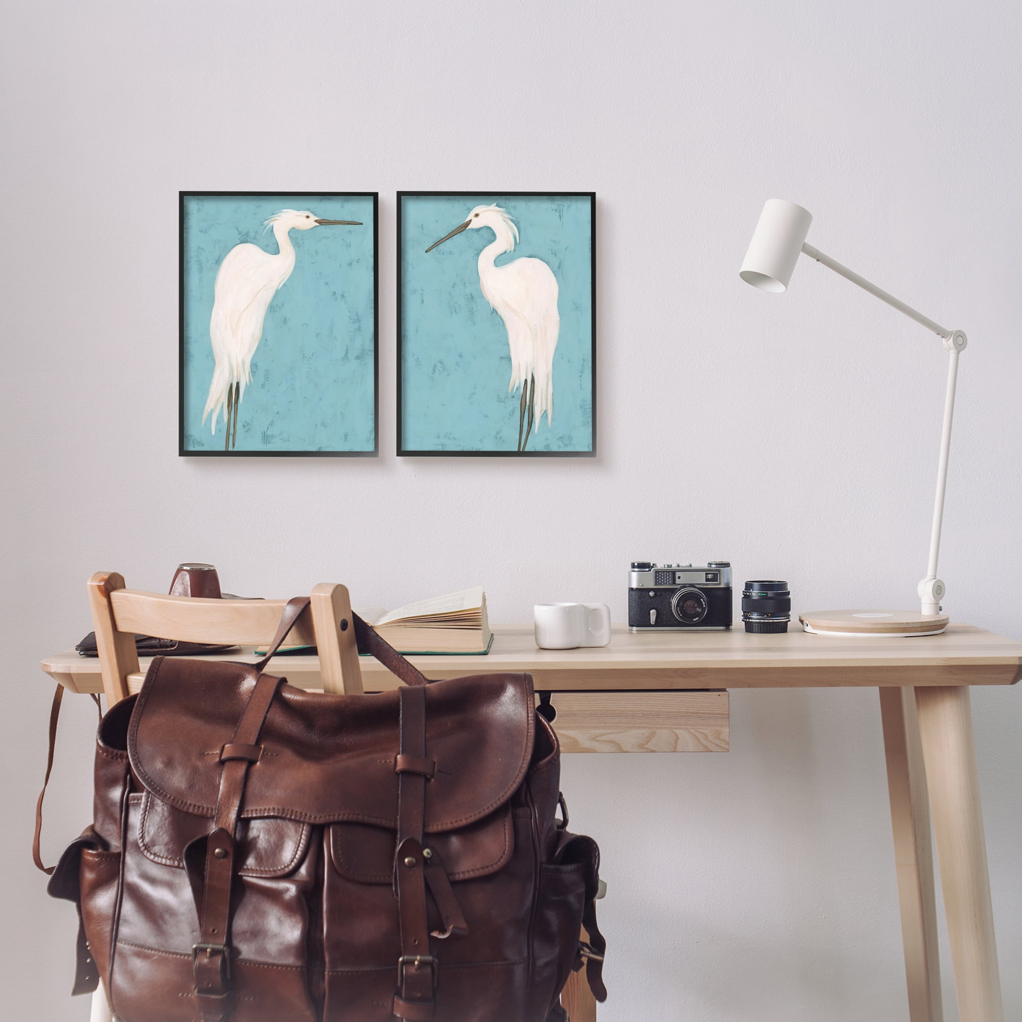 Stupell Industries Nautical Heron Casual Coastal Bird Distressed Blue Painting,11 x 14, Design by June Erica Vess