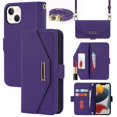 thumbnail image 1 of Pour Iphone 14 Étui en Cuir Texture Croisée (Violet), Iphone 15 Pro, 1 of 7
