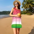 thumbnail image 3 of JUNZAN Robes d'Été Imprimé Melon D\'eau pour Femmes 2025, Robes Sans Manches Décontractées Col Rond avec Poches, 3 of 7