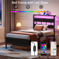 thumbnail image 6 of Tydimor Twin Bed Frames with Headboard & LED Lighted,Standard Storage Bed Platforrm with Storage Underbed, No Box Spring Needed, 6 of 10