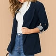 thumbnail image 5 of 2024 Clearance! JINMGG Winter Coats for Women, 2024 Fashion Winter Clearance Women Business Attire Solid Color Stitching Stripe Long Sleeve Pocket Cardigan Coat Top Navy XL, 5 of 9