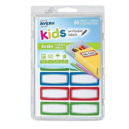 Avery(R) Kids Durable Labels 41441, Assorted, 3/4