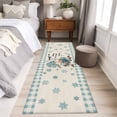 thumbnail image 4 of Runner Rug 2'x6', Blue Gnomes Washable Non-Slip Hallway Runner Rugs, Coffee Snowflake Winter Checkered Rustic Bedside Rugs Floor Mats Carpet Runners for Kitchen Bathroom Laundry Room, 4 of 8