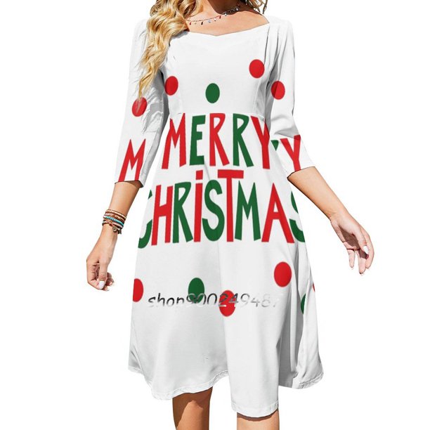 Feliz Navidad Vestido acampanado con nudo de corazón Diseño de moda Vestido holgado de talla grande Navidad Julio Dios Julio X Mas Feliz Navidad