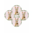 thumbnail image 7 of 15 Inch Round Placemats Set of 4, Easter Bunny Non Slip Heat Insulation PP Table Mats, Spring Daisy Botanical Leaves Pink Plaid Washable Place Mats for Kitchen Dining Party Table Decor, 7 of 7