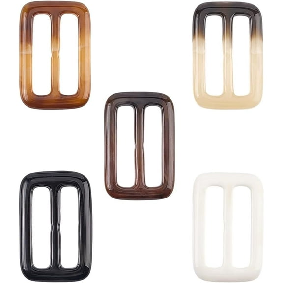 20Pcs 5 Colors Resin T Shirt Clip 2" x 1.3" Rectangle Silk Scarf Ties Clasp Adjuster Corner Knotted Waist Wrap Fasten Holder Belt Buckle for Clothing Decoration Women Accessories