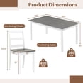 thumbnail image 3 of Gymax 7-Piece Dining Set Solid Wood Kitchen Furniture w/ Rectangular Table & 6 Chairs Gray, 3 of 6